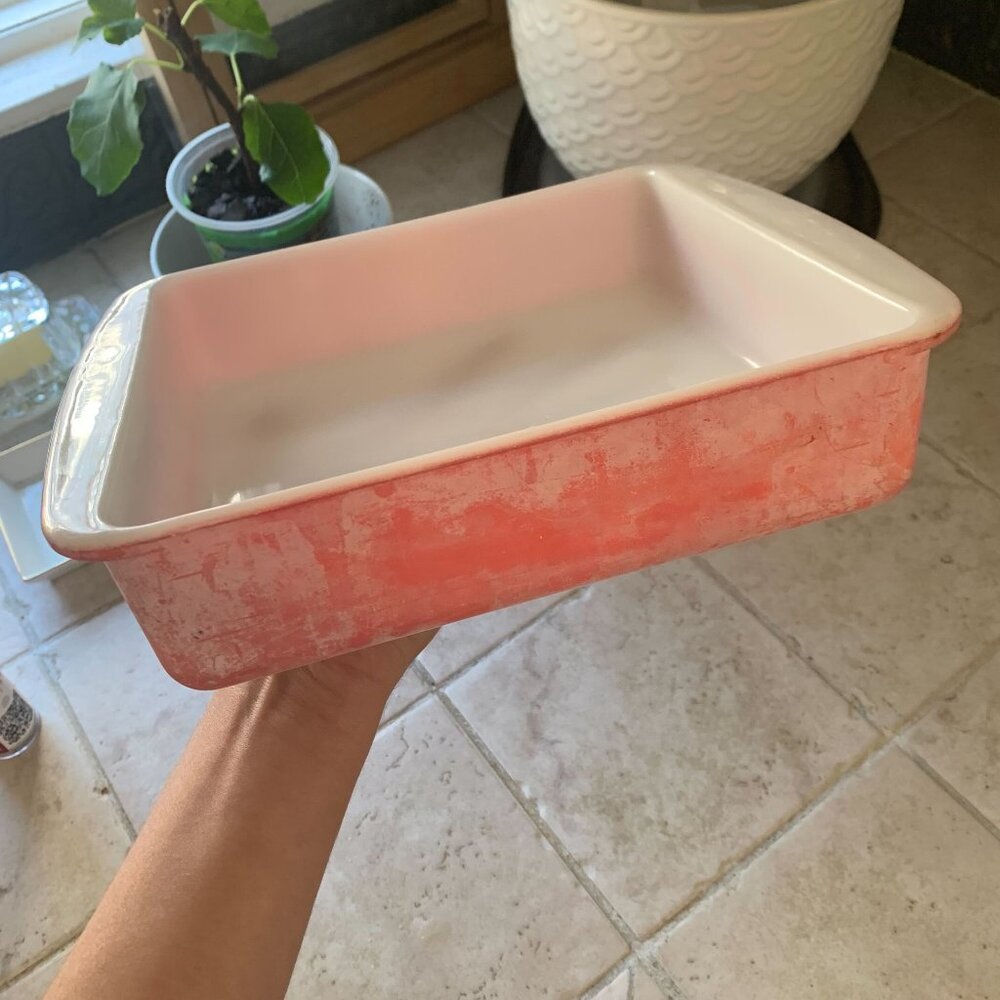 Vintage Pyrex 222 Pink Flamingo 8”x8”x2” Square Casserole Dish Cottagecore MCM